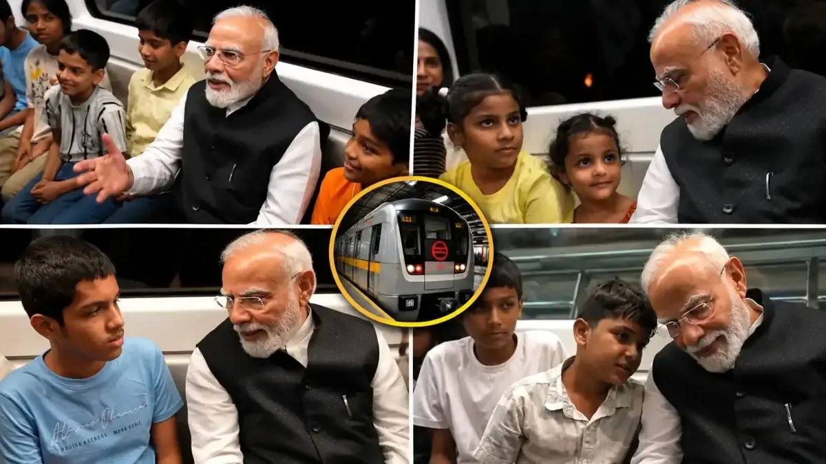 हाथ मिलाया, सेल्फी ली और खूब बतियाए, मेट्रो में बच्चों से ऐसे घुले मिले PM मोदी, वीडियो ने जीता दिल